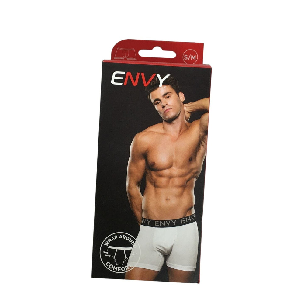 Envy Low Rise Microfiber Logo Boxer, Men's Size S/M - White